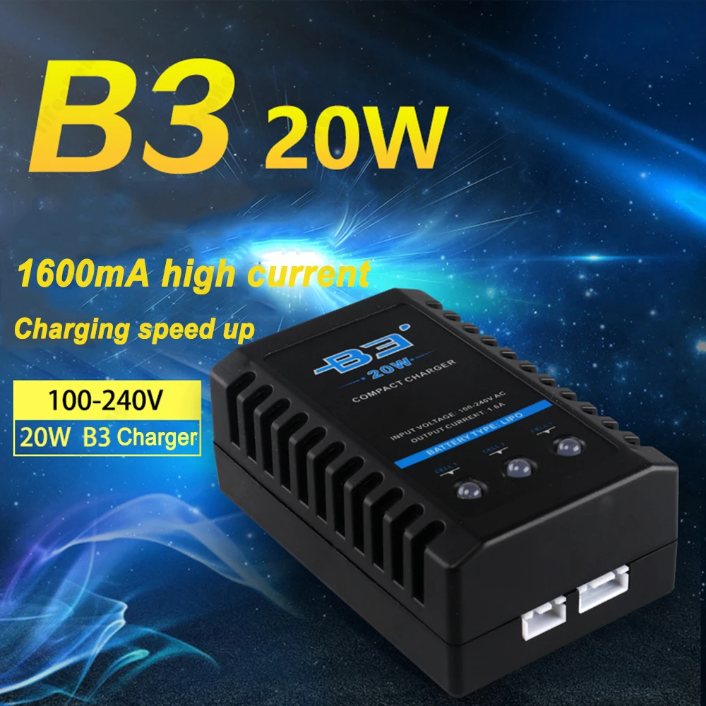 Chargeur Compact B3 20W B3 Pro 10W RC pour 2S 3S, adaptateur de batterie Lipo, chargeur professionnel 7.4V 11.1V avec alimentation