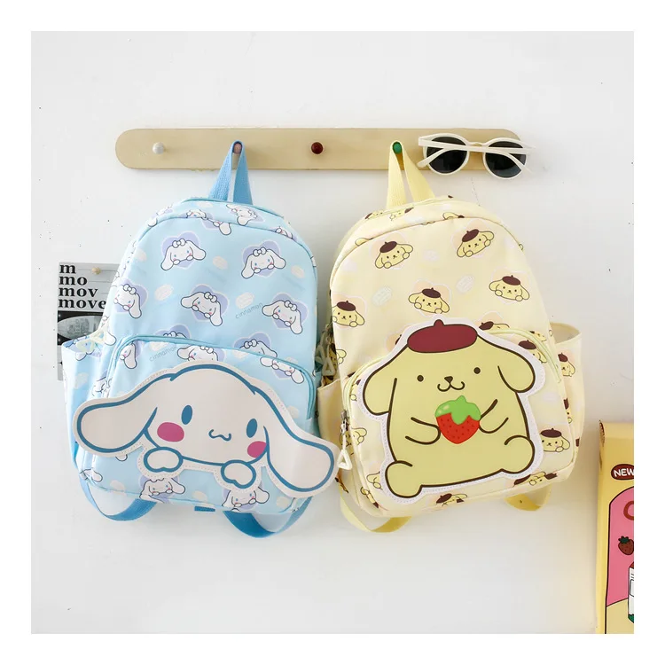 Hello Kitty Sanrio ransel Anime, Kuromi Cinnamoroll tas sekolah dengan dompet pesona, mahasiswa gadis perjalanan kasual ransel bepergian