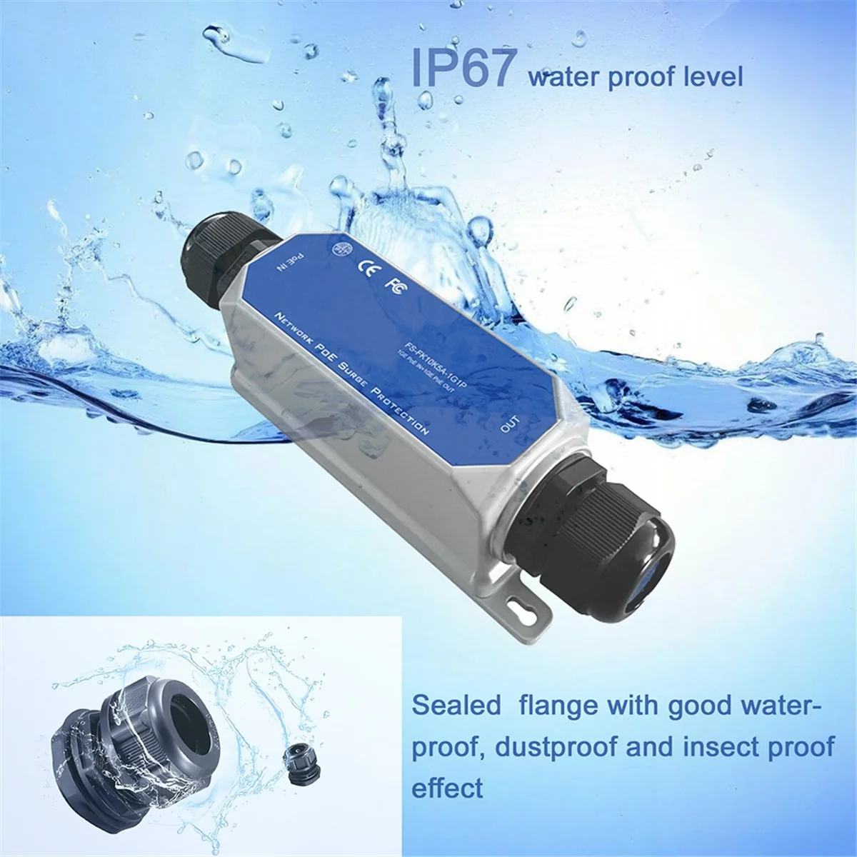 

2025+Outdoor Multi Gigabit POE Surge Protector Waterproof IP67 10KV SPD Lightnings-Protection Arrester 10G