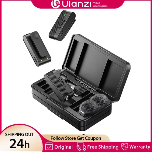 Ulanzi A100 micrófono Lavalier inalámbrico profesional 20M Audio Video grabación de voz micrófono para iPhone 16 15 cámara de teléfono Android