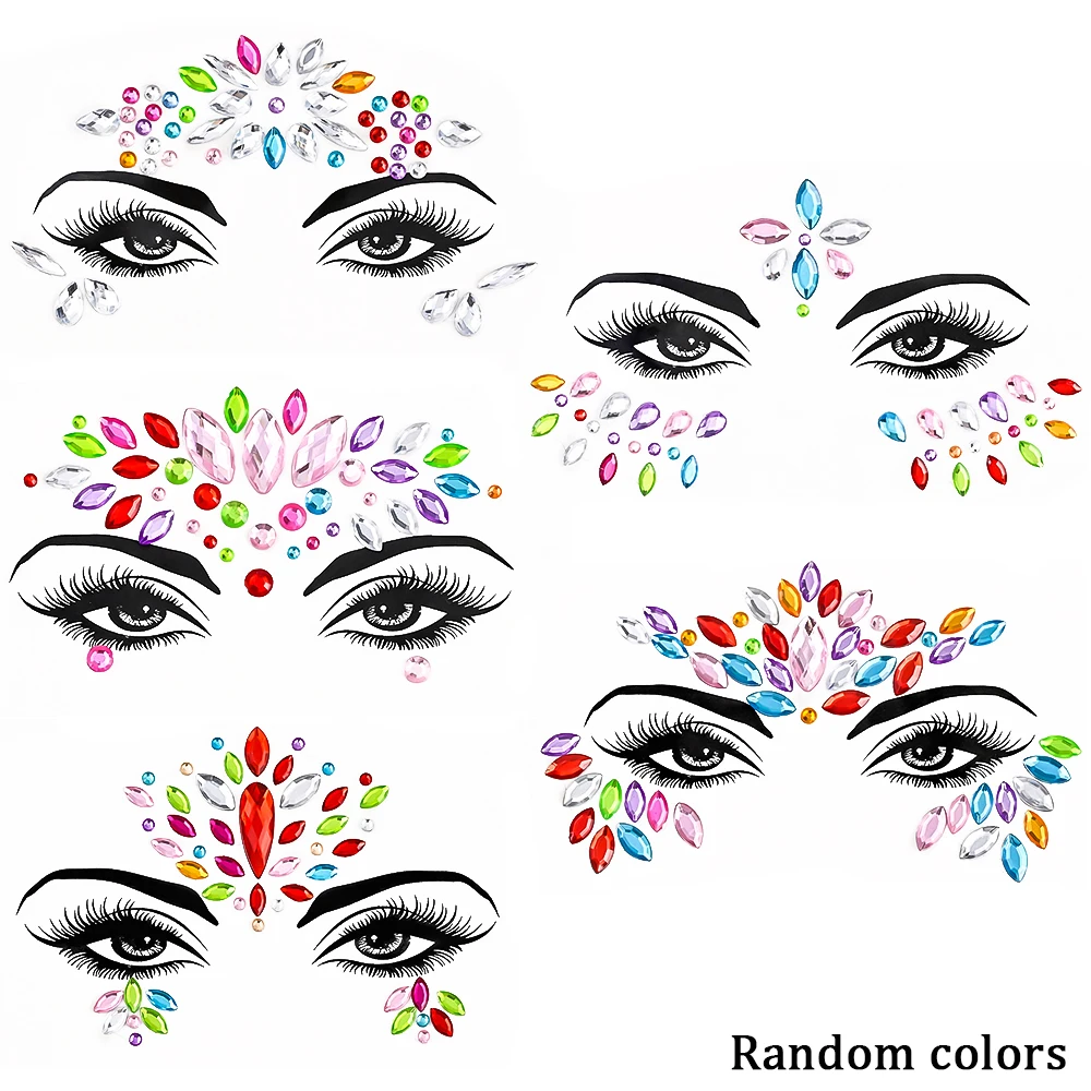 1pc 5D Face Diamond Gems Rhinestone Sticker set Crystal Tear Eyeshadow Sticker Nail Body Makeup Stars Sticker DIY Decor for Girl