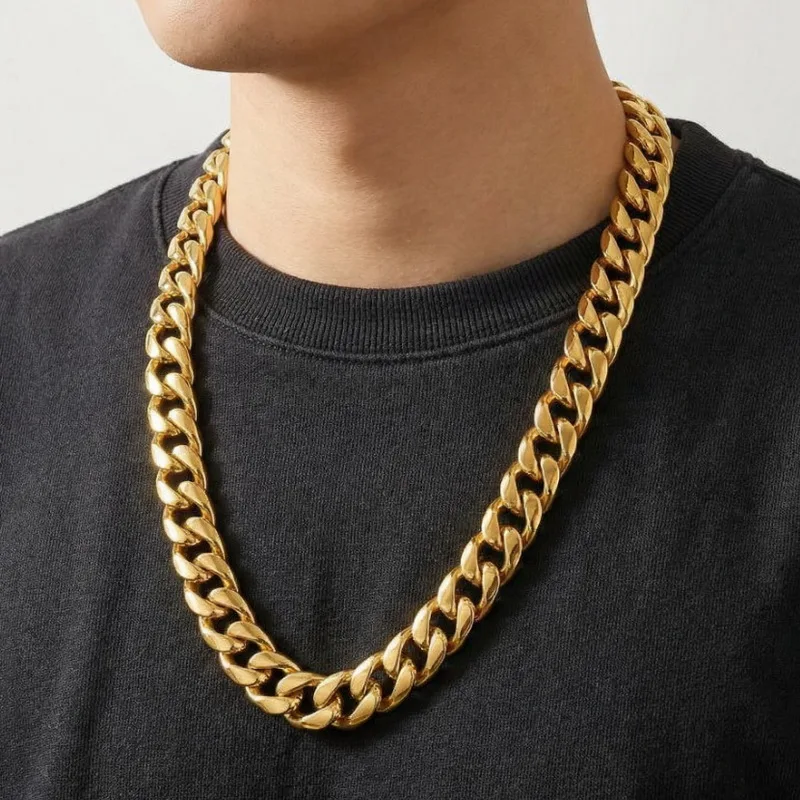 KALEN Trendy Popular Stainless Steel Necklaces Punk Men's Heavy Cuban Link Chain Necklace Fashion Jewelry Party Gifts