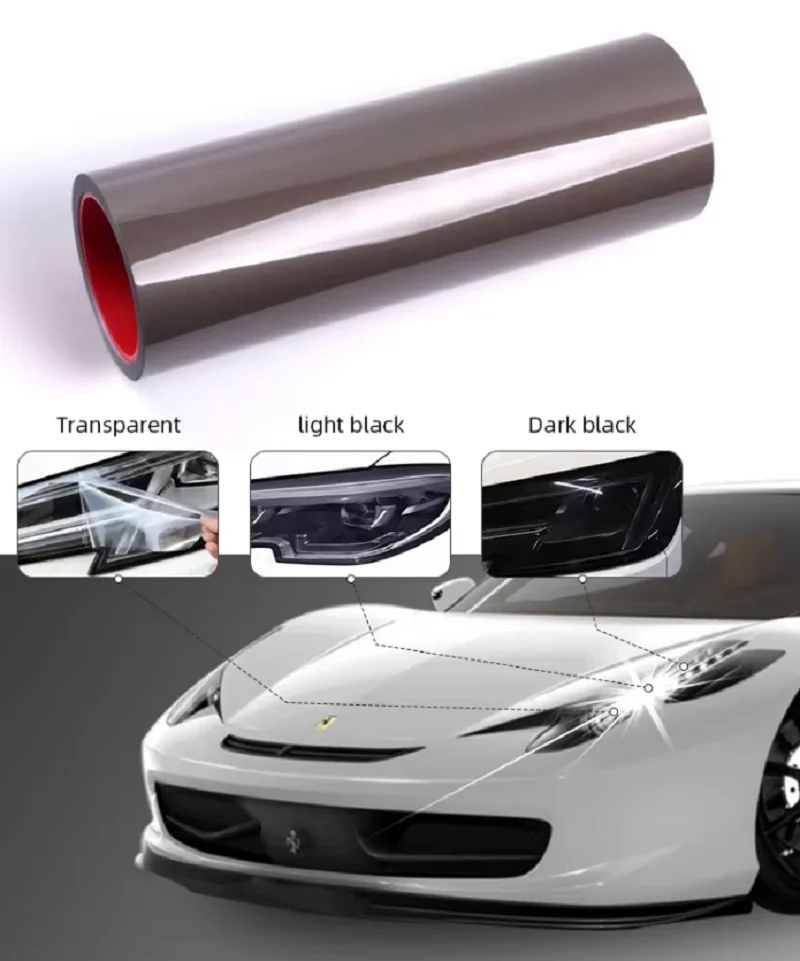 0.3X3/5/15m Self-Healing Transparent Car Film TPU Headlight &Tail Light Protective Wrap Scratch-Proof Color Film for Automobiles