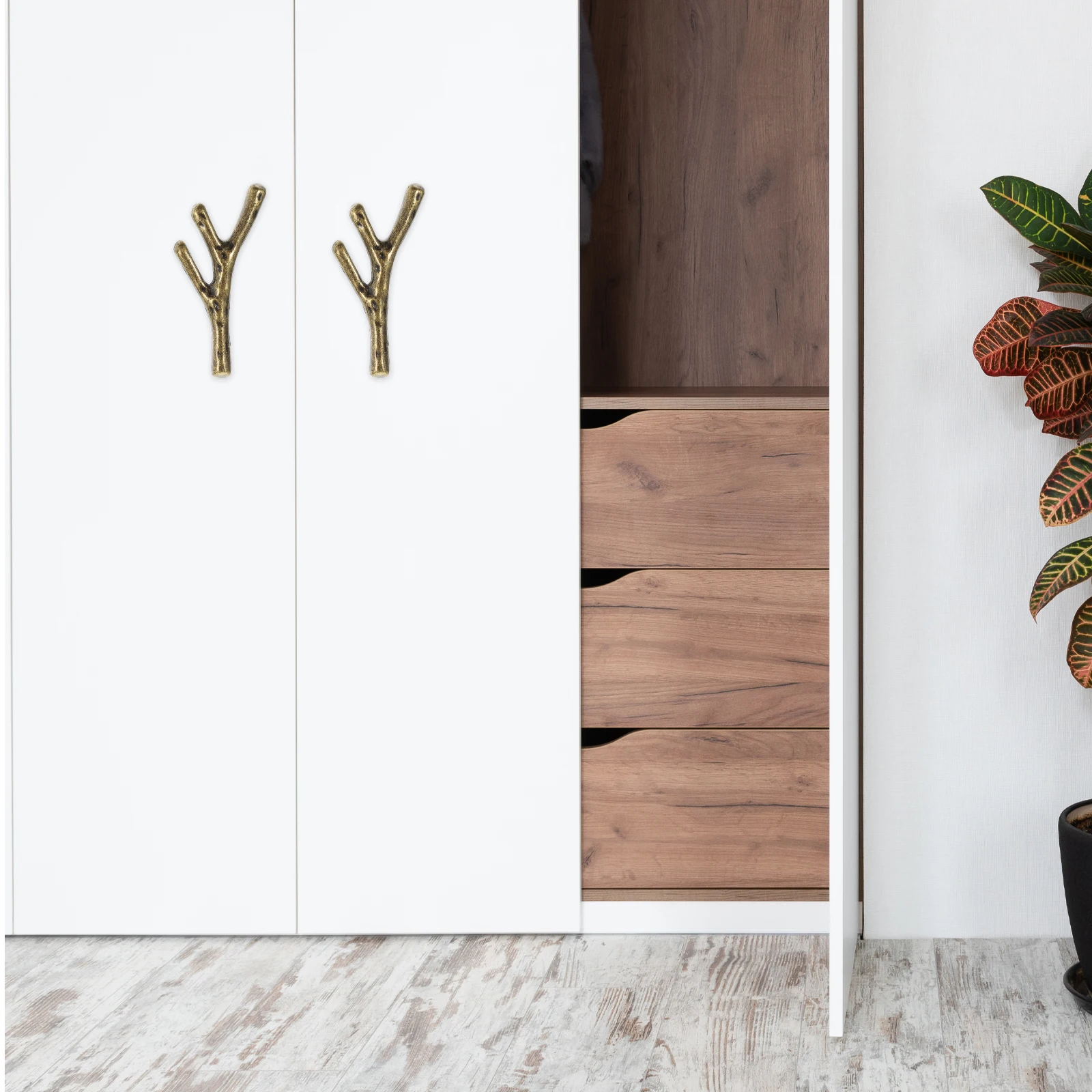 

4 Pcs Branch Shape Door Handles Zinc Alloy Cabinet Knobs Vintage Pulls for Cupboard Wardrobe Drawer Furniture Hardware 7641