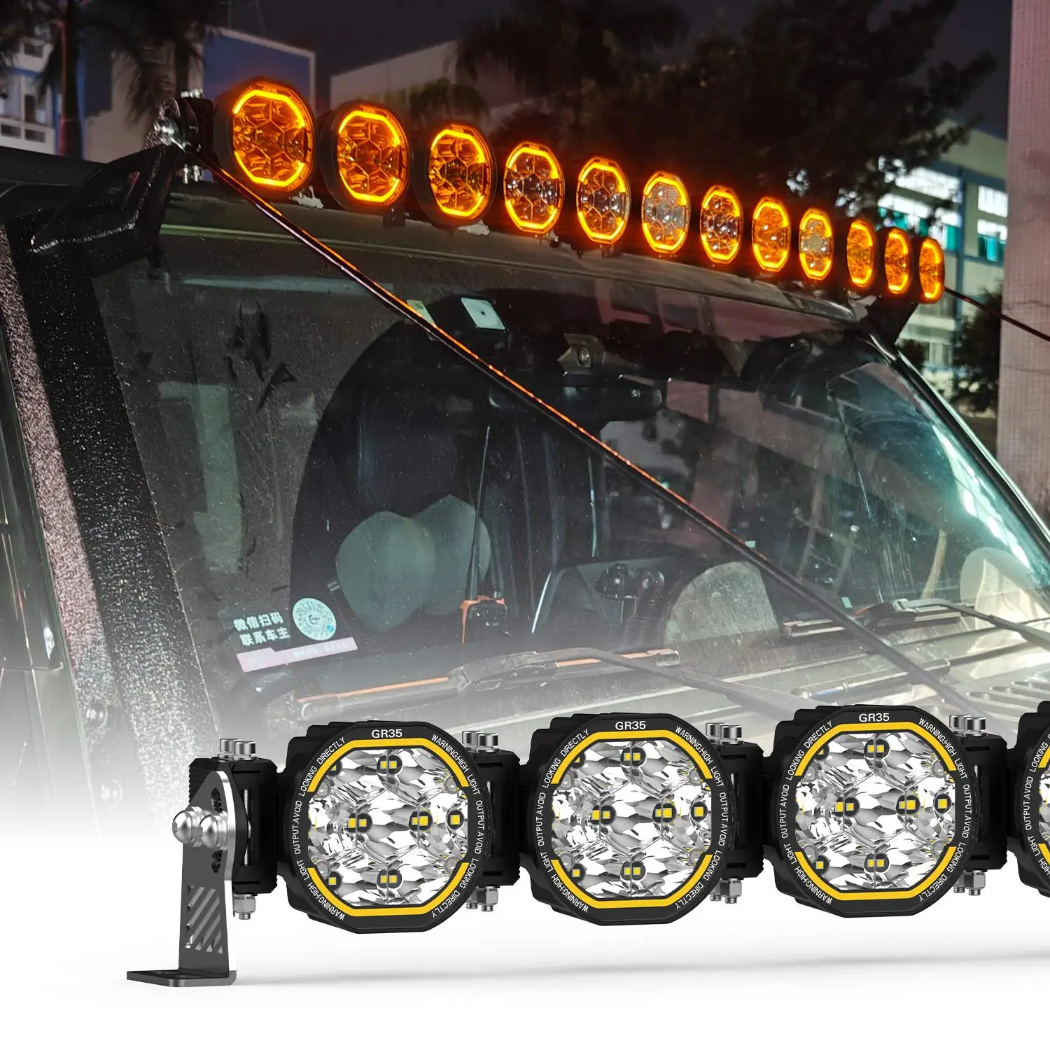 

YBYZ 46" LED Light Bar Roof Mounted Linkable Square LED work Light bar Kit 363W Spot Flood Combo 4x4 Offroad Driving Bar for SUV