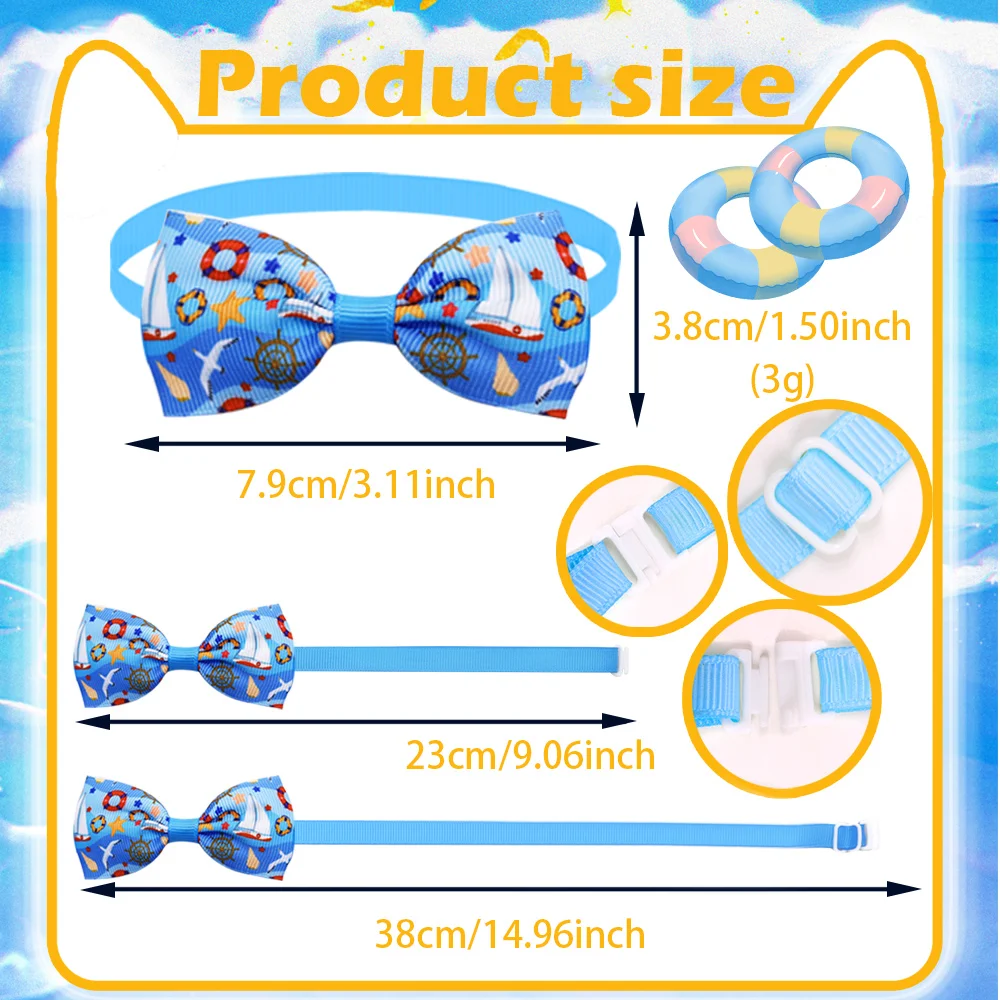 20/40PCS Dog Bow Ties For Summer Beach Party Adjustable Pet Dog Bowties Ocean Series Puppy Bowknots Pet Accessories For Dogs