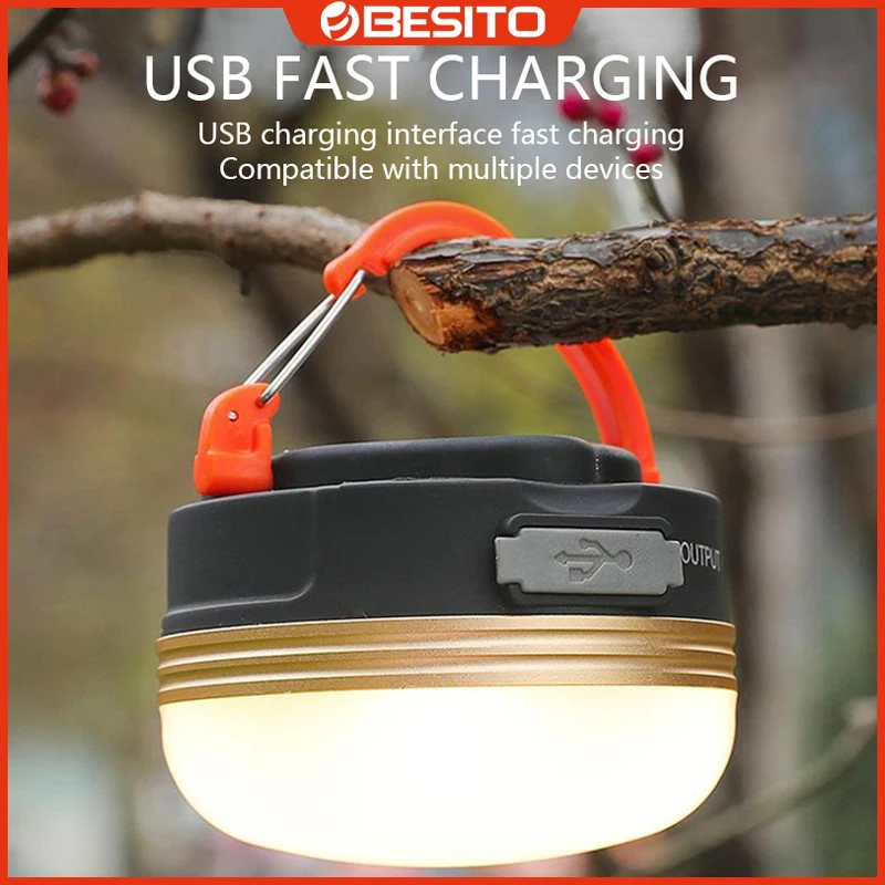 1800mAh USB Rechargeable Portable Flashlight Camping Equipment Lights LED Lantern Table Lamp Outdoor Hiking Night Hanging