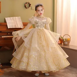 Children Birthday Party Dress for Girls 3 To 12 Years Kids Gala Luxury 2023 Formal Ball Gowns Princess Prom Evening Long Dresses