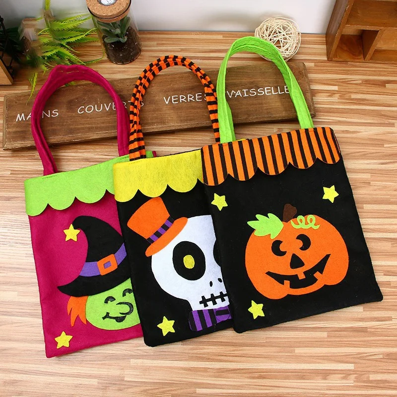 

Halloween Candy Bags With Handles Candy Storage Bucket Pumpkin Ghost Candy Bag Tote Bag Halloween Decorations Props-Retail