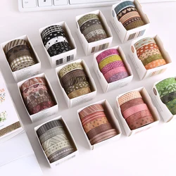 5Pcs Basic Washi Tapes Scrapbooking Washi Tape Set School Supplies Cinta Adhesiva Decorativa Autumn Stationery Masking Tape