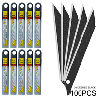 100Pcs Carbon Steel Replacement Black Blades 30/60 Degree Snap Off Knife Cutter Spare Blade Car Wrap Vinyl Film Cutting Tools