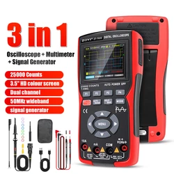 ZOYI ZT703S 3in1 Digital Oscilloscope Multimeter Signal Generator Dual Channel 50MHz Bandwidth 280MS Sampling Rate Multi Tester