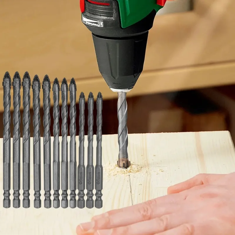 مجموعة لقمة مثقاب سداسية متقاطعة من سبائك الصلب لقمة ثقب مثلثة متعددة الوظائف مثقاب مطرقة كهربائي لزجاج بلاط البورسلين الخرساني