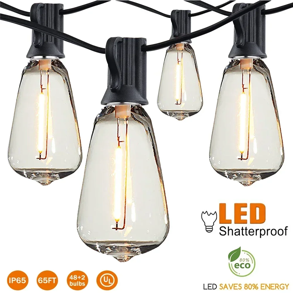 

ST38 Led String Lights Outdoor Connectable Plastic Shatterproof IP65 Waterproof LED Bulb Outdoor Garden Garland String Lights