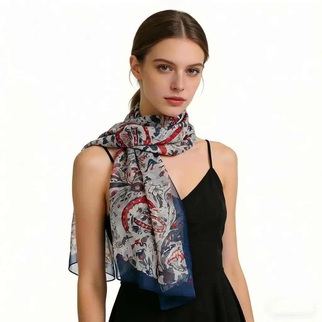 Elegant Paisley Print Chiffon Scarf for Women – 160x50cm Lightweight Silky Wrap for Beach, Travel & Daily Wear Soft Georgette