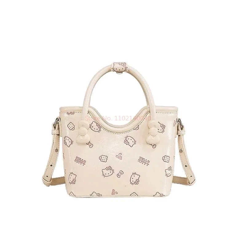 Sanrio Kawaii Hello Kitty การ์ตูนพิมพ์ Tote กระเป๋าผู้หญิงอะนิเมะ Girly หัวใจน่ารักขนาดใหญ่ความจุกระเป๋าถือ Crossbody กระเป๋าของขวัญของเล่น