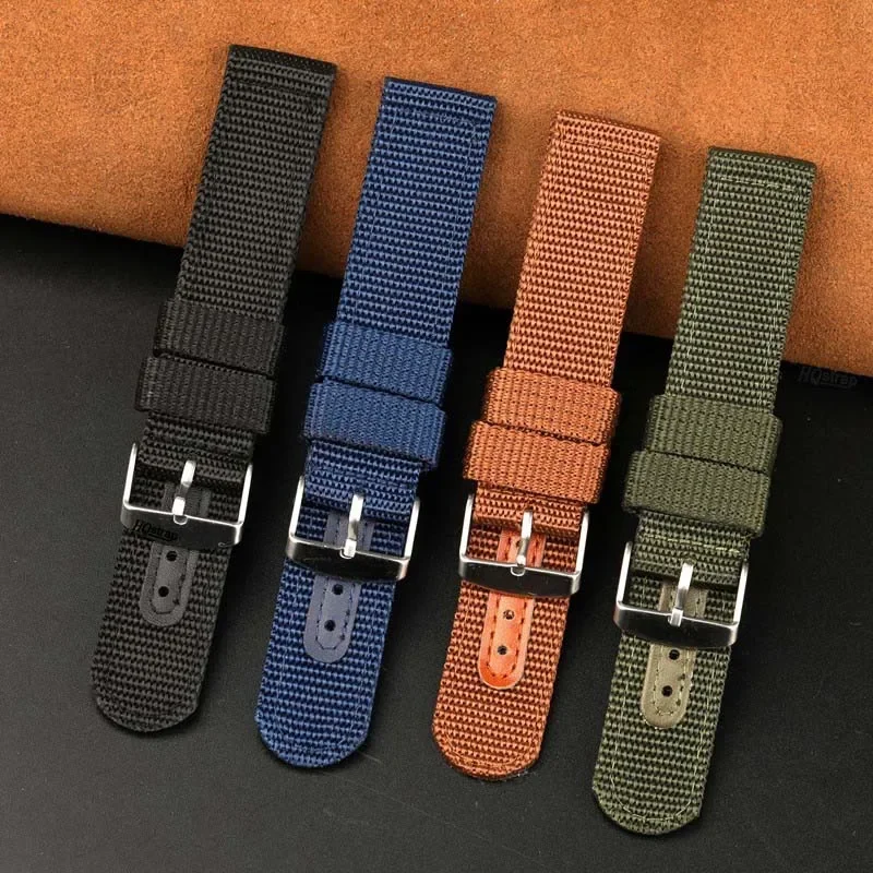 Leather Nylon Watch Band 18mm 20mm 22mm 24mm Universal Straps Replacement Strap Men Women Wristband Sport Bracelet Accessories