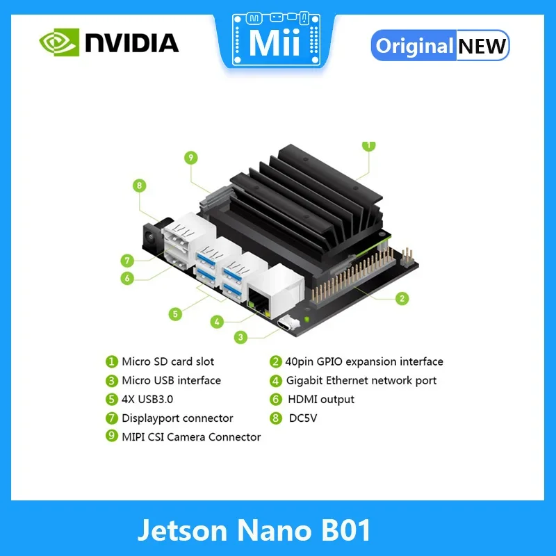 كمبيوتر Jetson Nano B01 قوي صغير AI ، يدعم تشغيل الشبكات العصبية ، ما وراء التوت ، 4 جيجابايت