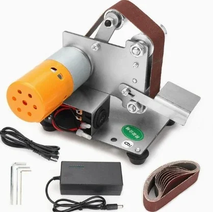 Mini Electric Belt Sander Desktop Polishing Grinding Machine DIY Sharpener for Knife Edge Sharpening Metal Wood Polishing