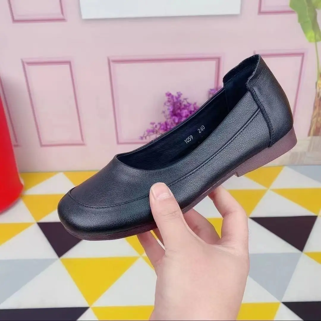 2024 New Casual Green Single Shoes for Women Flat Bottomed Shallow Mouthed Loafers Mom Leisure Ballet Flats