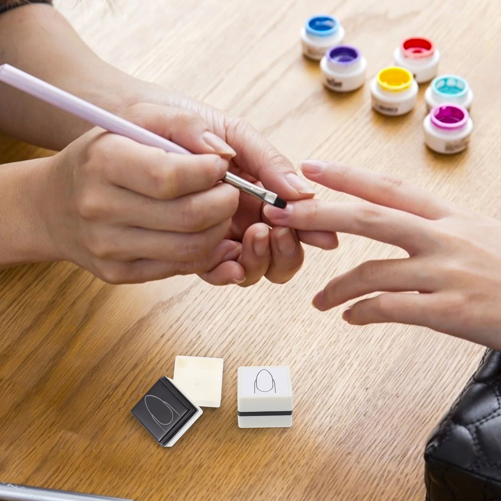 

Practice Women Supply Compact Fake Painting Accessory Hand Painted Stamper Durable Nail Beauty Practicing Tool
