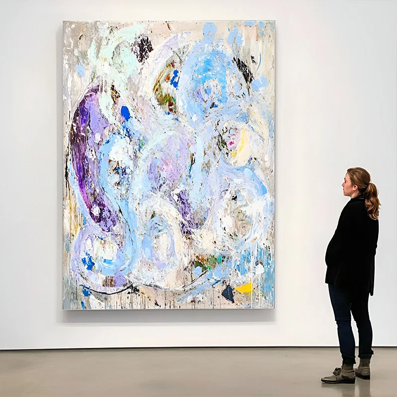 ภาพตกแต่งโรงแรม ภาพนามธรรมระดับไฮเอนด์ สำหรับตกแต่งทางเดินในคลับเฮาส์ ภาพแขวนผนัง ลายเครื่องมือ ชุดสีม่วง