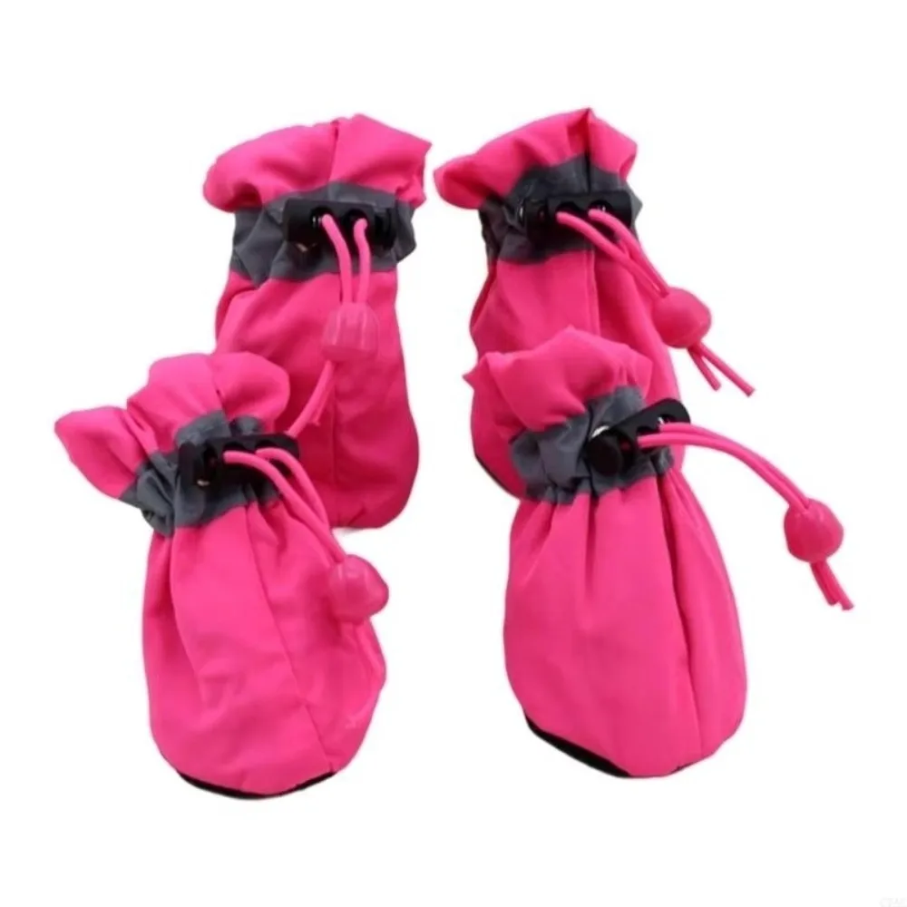 4 paires de chaussures antidérapantes pour chien, imperméables, anti-rayures, bottes de pluie antidérapantes, à forte adhérence, qui ne tombent pas, pour petits chiens.