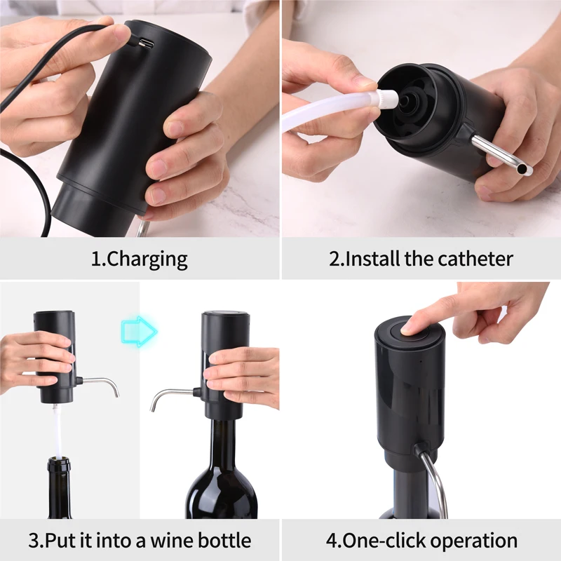 Rechargeable Electric Wine Aerator Dispenser One-touch Automatic Wine Decanter Intelligent Bar Accessories Tool