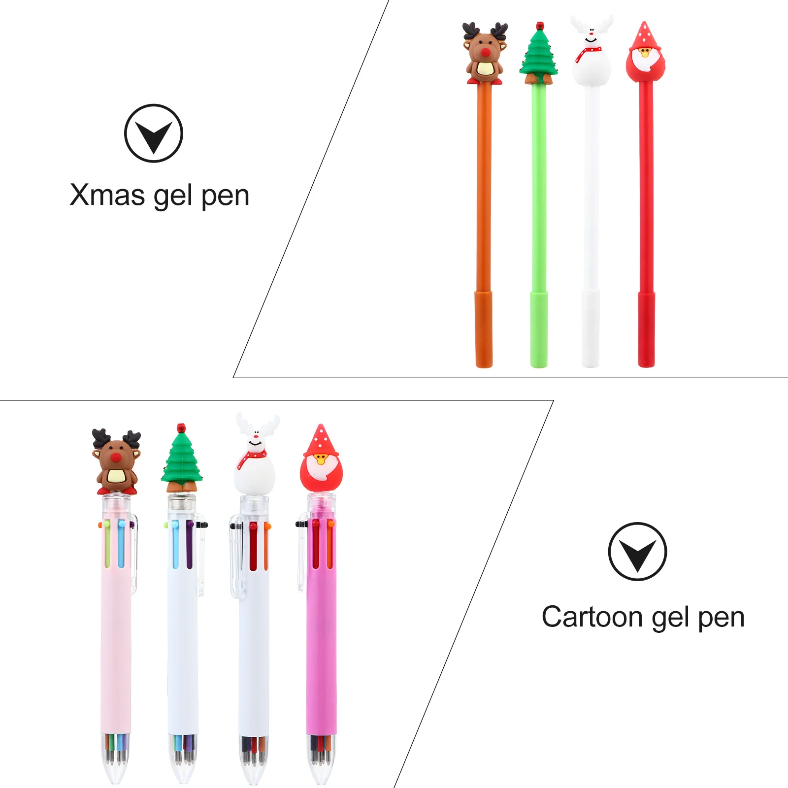 

8Pcs Christmas Gel Pen Cute Cartoon Design Smooth Ink Writing Supplies Holiday Gift Stationery for Students
