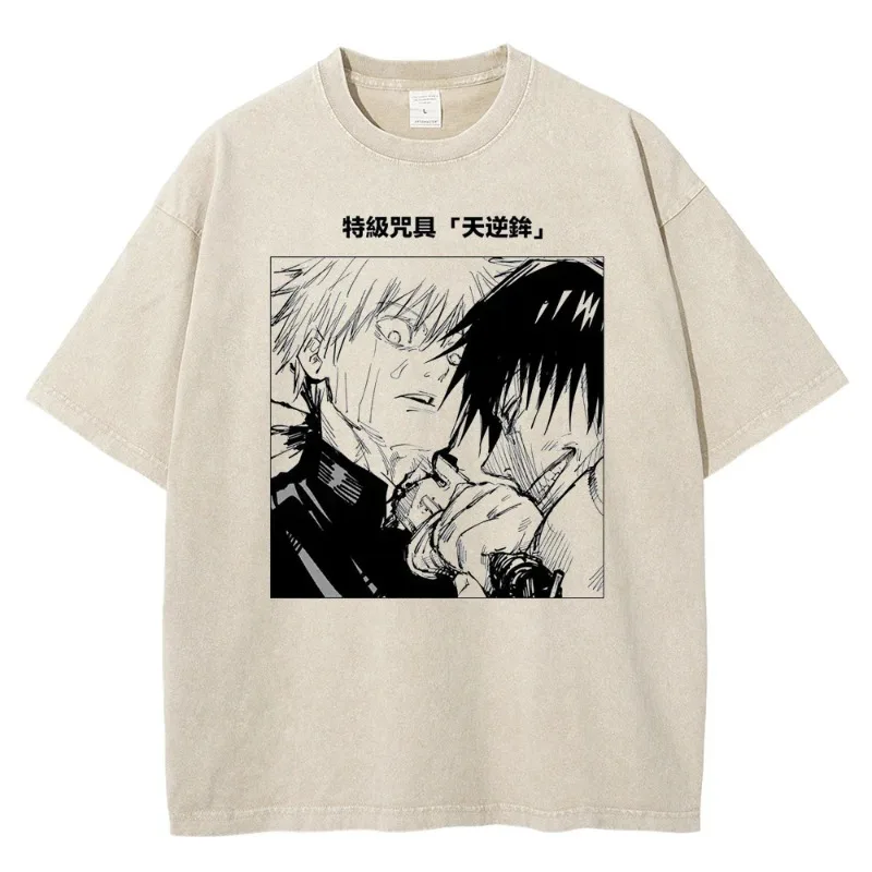 

Новая мужская футболка в стиле аниме дзюдзюцу кайсен, лето 202, стираная футболка в стиле Харадзюку, уличная свободная женская футболка большого размера, повседневный топ с короткими рукавами Y2K