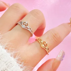 Exquisite Crown Rings for Women Girls Luxury Skeleton Design Adjustable Love Shaped Rings Couple Accessories Jewelry Sets Gifts