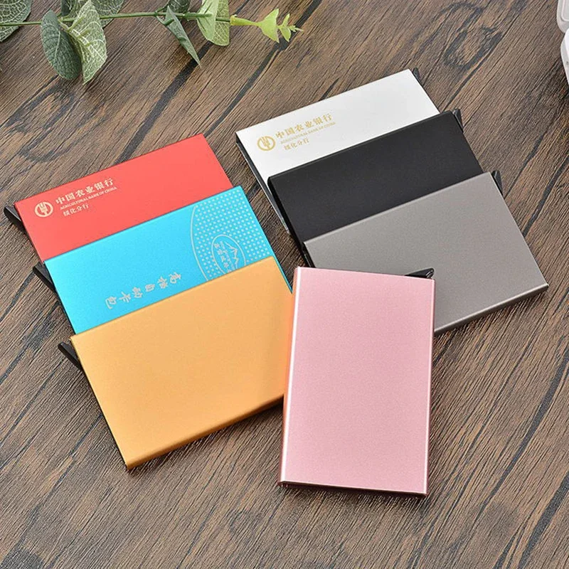 Business Card Holder Aluminum Alloy Metal Card Holder Rfid Wallet Holder Box Automatically Pops Up Business Box