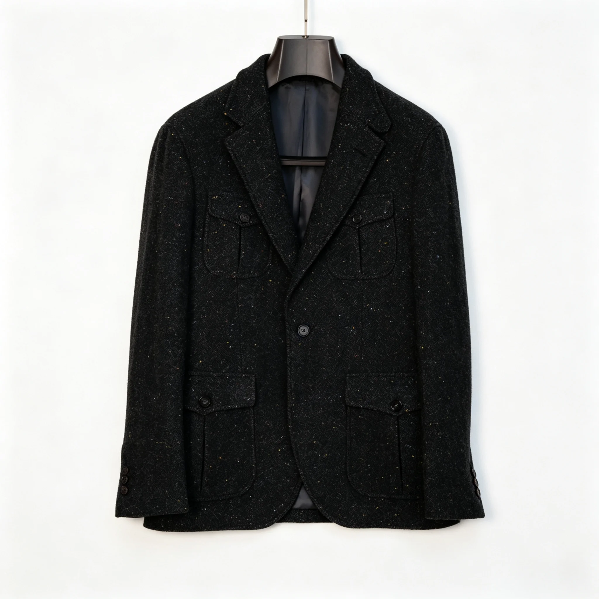 Business Men Multi Pockets Single Breasted Slim Fit 100% Woolen Jacket Office Work Autumn Outerwear Suit Coat Tailor-made