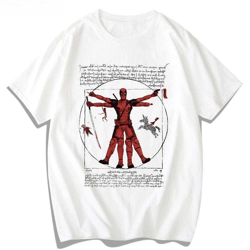 

Summer MINISO Joint Marvel Deadpool Funny Character Printing Short-sleeved Men's and Women's Same Casual Sports T-shirt Family