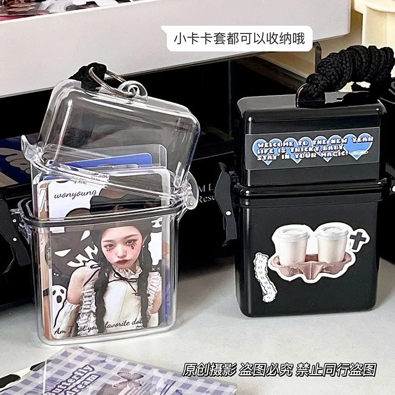 Imagem -02 - Suporte de Cartão de Foto de Plástico Polegada Transparente Kpop Idol Photocard Caixa de Armazenamento com Corda Cartão Coleção Organizador Case