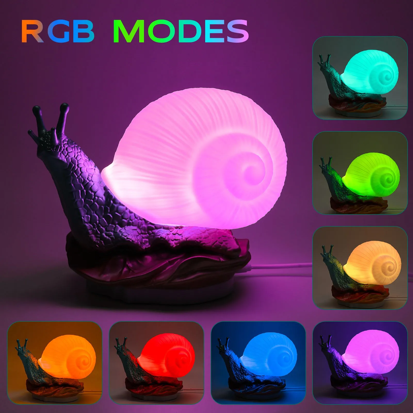 

ZK40 Snail Night Lamp Decorative USB Powered Color Adjustable Cute Snail Night Light Table Nightlight for Bedside Desktop