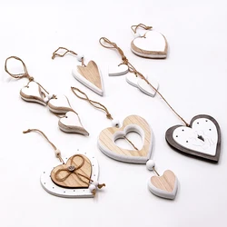 Vintage Retro Hanging Heart Ornament Wooden Pendant Wall Hanging Accessories Wood Love For Home Wedding Party Decoration