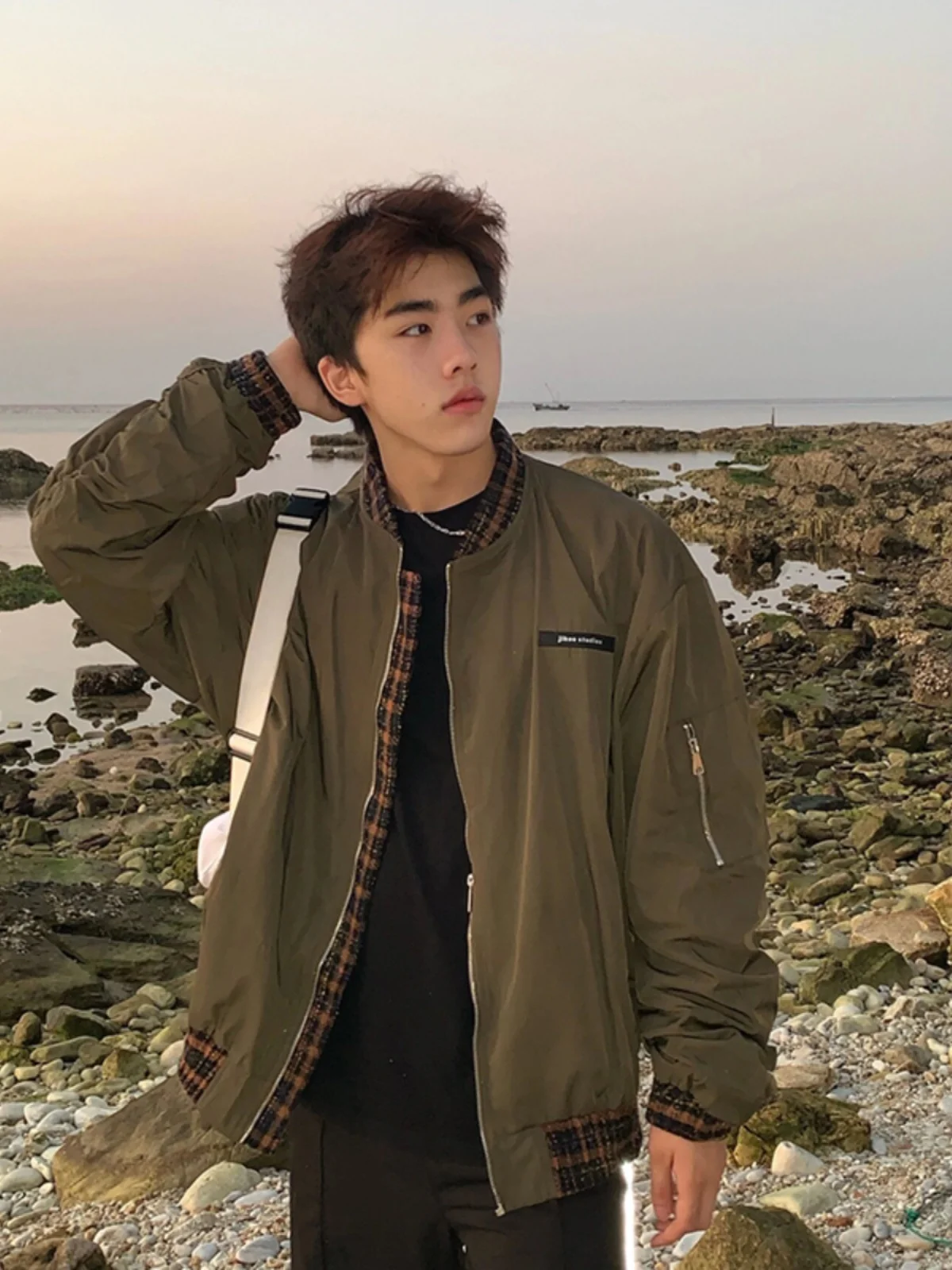 

Ma Pilot Jaet Men's Spring Autumn Sle American High Street Baseball Vibe Youthful Cool Workwear Jaet Long Sve Zipper