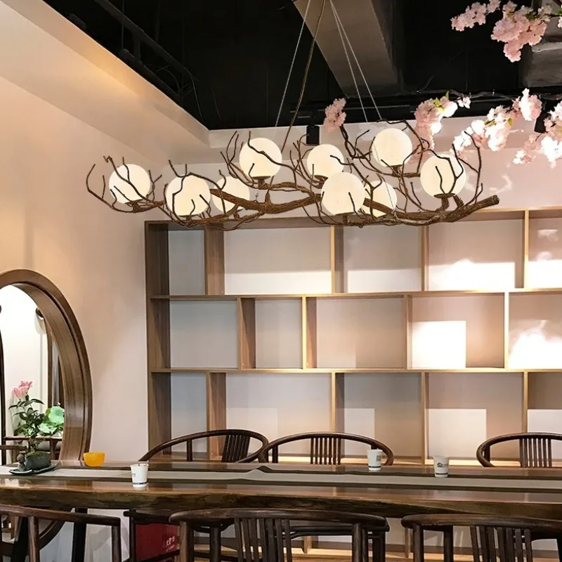 Nordic Retro Simulation Chandelier Personalized Wabi-sabi Style Restaurant Tea Room Hot Pot Shop Decorative Lighting Fixtures