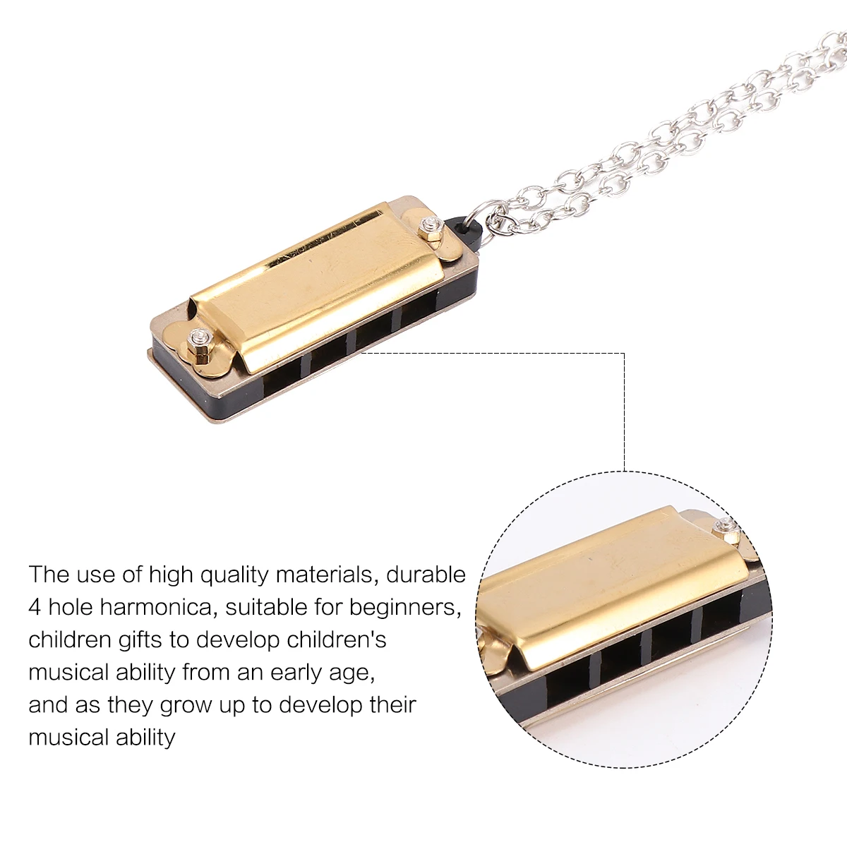 

2pcs Double Row 4 Hole 8 Tone Harmonica Music Instrument Educational For Beginner Students Red Golden Durable Long