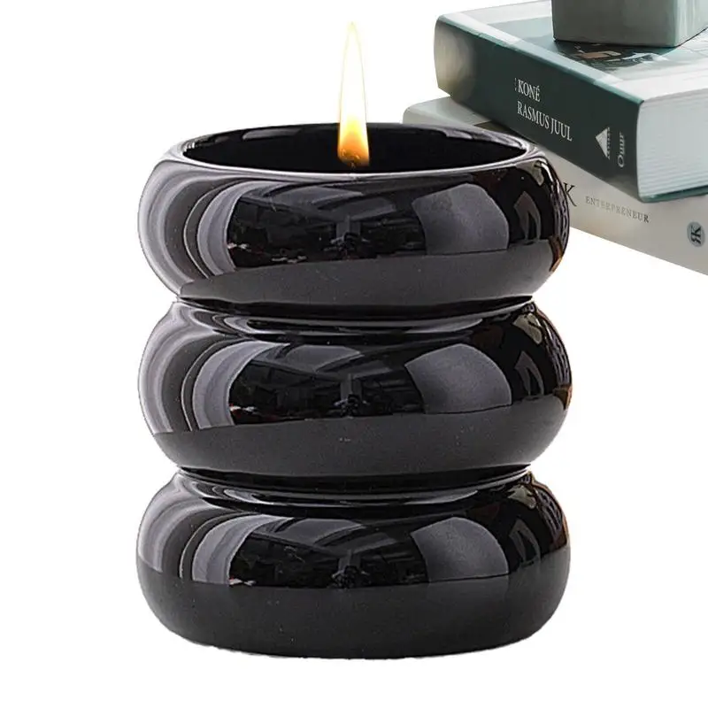 Eco Friendly Empty Ceramic Candle Holders Matte Unique Candle Jar Decorations Ceramic Candle Vessel For Christmas Home Decor