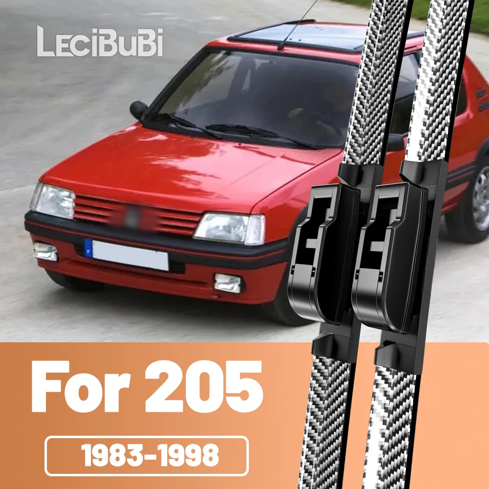 2 pçs pára-brisa dianteiro lâminas de limpador de fibra de carbono limpadores para peugeot 205 1983-1998 1984 1987 1990 1991 1996 1997