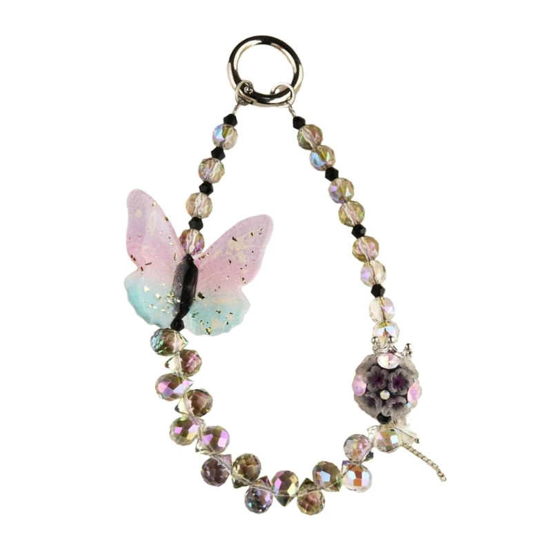 Stylish Beaded Butterfly Phone Strap Colorful Beaded Butterfly Phone Strap Accessory For Fashion Forward Individuals