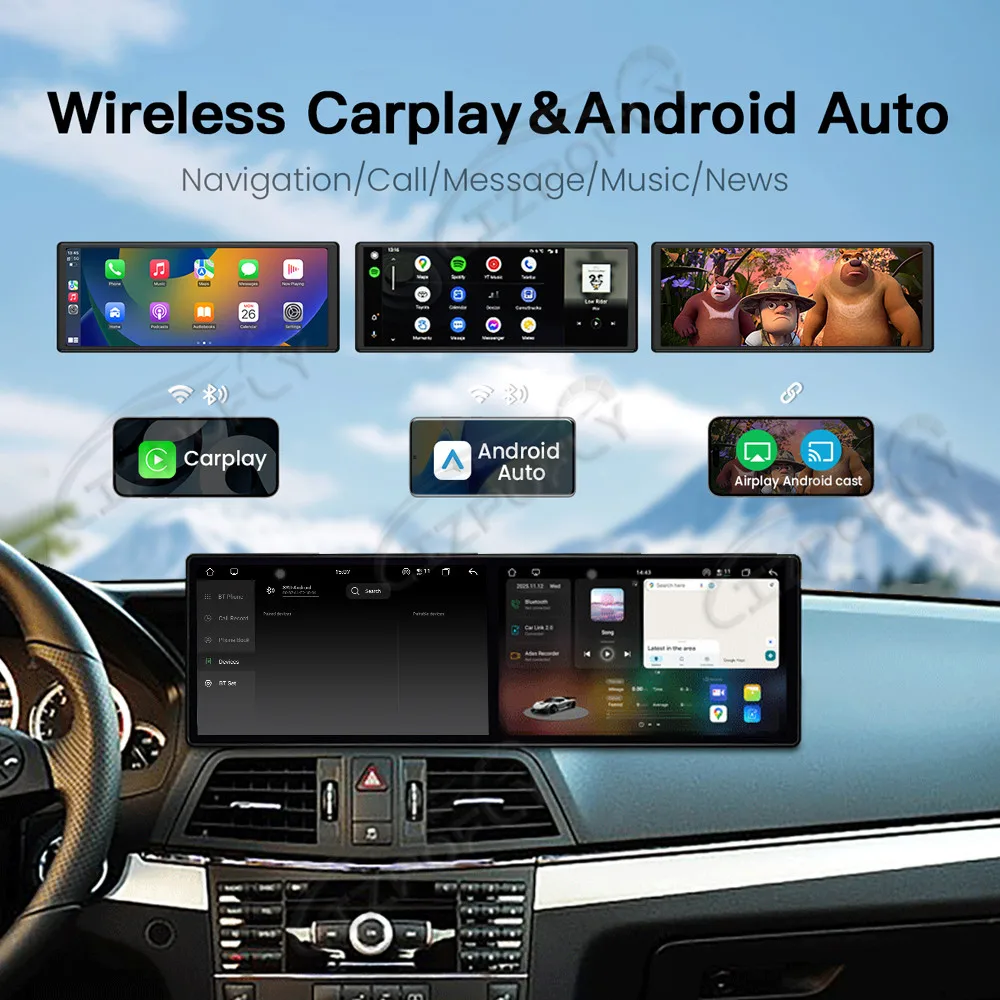 Dual 9.1'' Android 15 CarPlay Car Radio For Mercedes-BenzE2-door coupe W212 2009-2011 Touch Screen Multimedia Player GPS