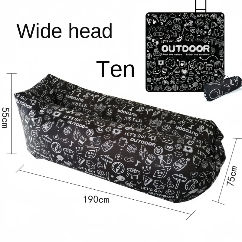 New Black and White Graffiti Style Inflatable Sofa  Outdoor Camping Inflatable Lounge Chair, Portable Picnic Air Bed, Music Fest