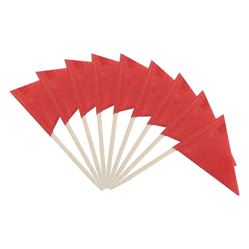 100 Pcs Solid Red Toothpick Flags Small Mini Plain Red Color Stick Cupcake Toppers Flags DIY Decoration