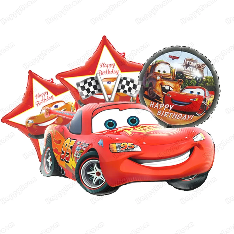 Lighting Mcqueen Birthday Decor - 漫画風ライトニングカーテーマのフォイルバルーンセット、数字1～9のバルーン、漫画風カーバースデーデコレーション用品、パーティー小物