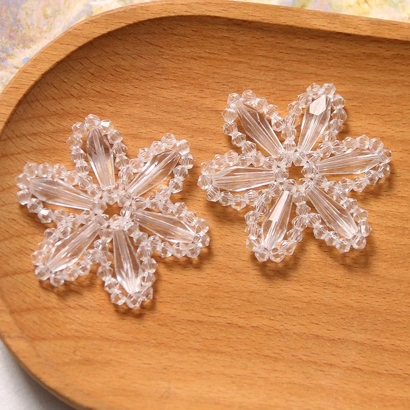 1pcs hand-woven Transparent Snow Resin earrings Pendants Charms for Jewelry Making DIY Necklace Accessories