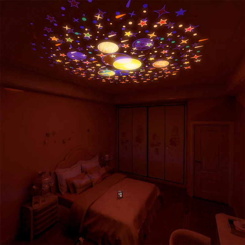 Colorful Life Dynamic Projection Lamp Universe Star Children\'s Atmosphere Night Light Room Decoration Holiday Gift