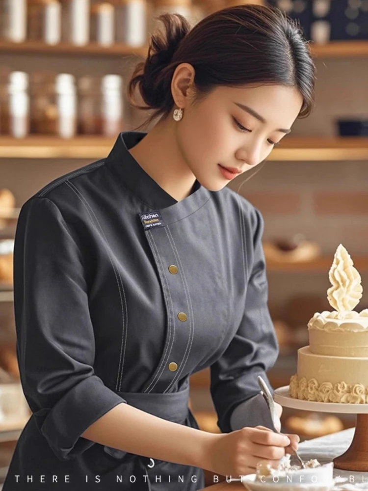 음식 서비스 요리사 유니폼 주방 요리 의상 레스토랑 요리사 재킷 베이커리 카페 웨이터 웨이트리스 작업복 긴 소매